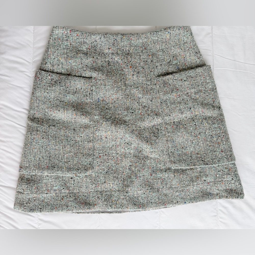 COS Green Tweed Mini Skirt